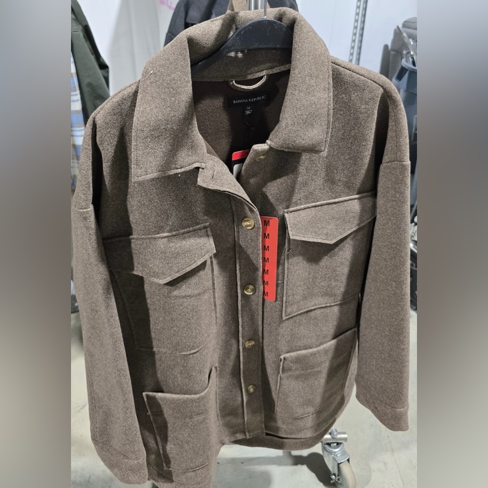 Banana Republic Ladies' Structured Brown 4 Pocket Super Soft Large Shirt Jacket